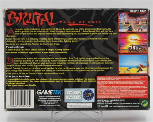 Brutal Paws Of Fury - Komplet i Æske - SNES - (EUR) (B Grade) (Genbrug)